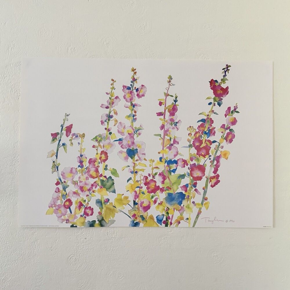 Tracy Taylor Hollyhocks Flowers Snapdragon Floral Art Print Poster Large 24x36”